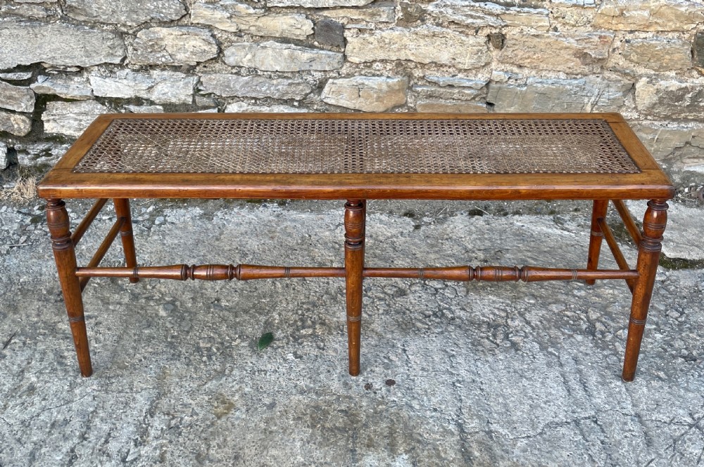 Large Antique Bergere Cane Stool