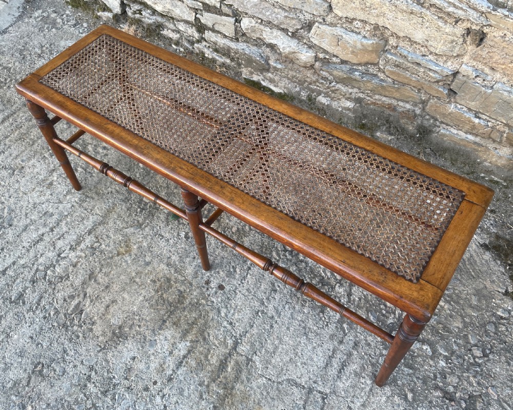 Large Antique Bergere Cane Stool View III