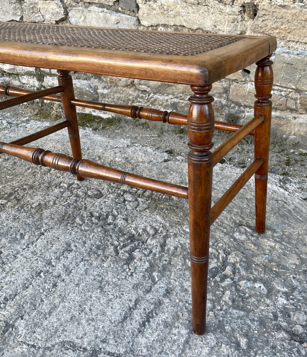 Large Antique Bergere Cane Stool View IV