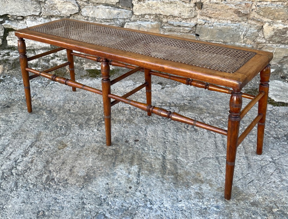 Large Antique Bergere Cane Stool View V