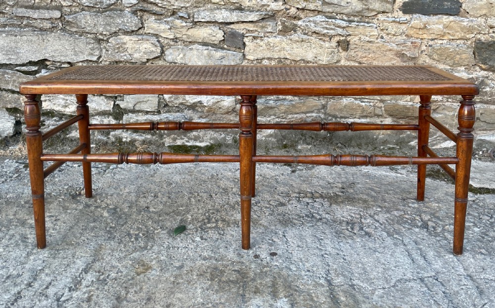 Large Antique Bergere Cane Stool View VI