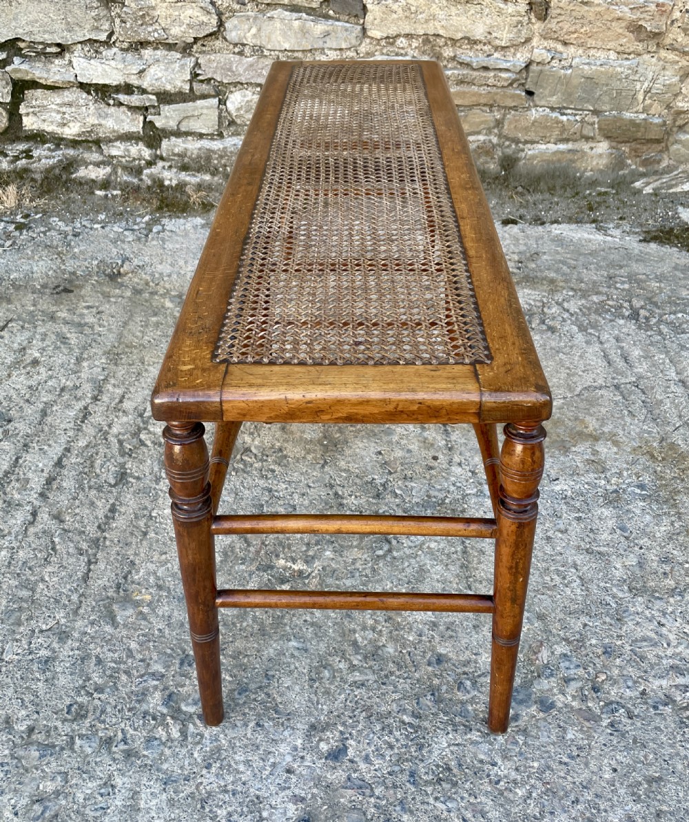 Large Antique Bergere Cane Stool View IX