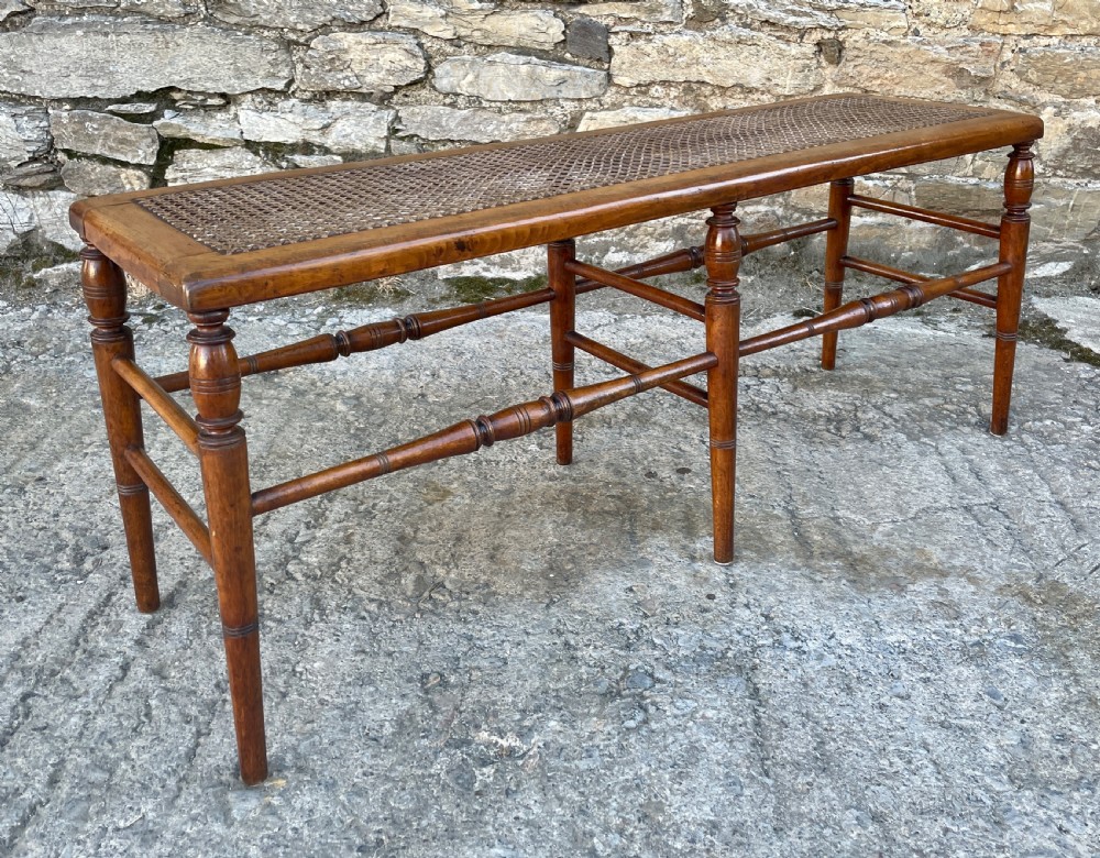 Large Antique Bergere Cane Stool View XI