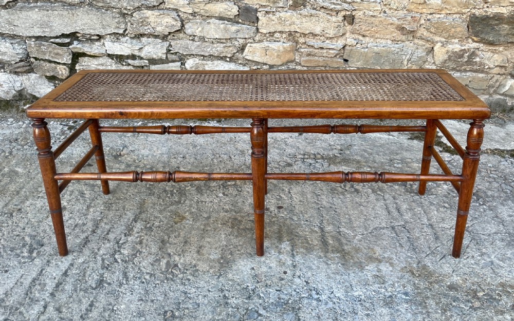 Large Antique Bergere Cane Stool View XII