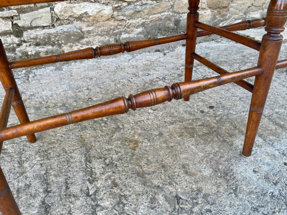 Large Antique Bergere Cane Stool View XIV