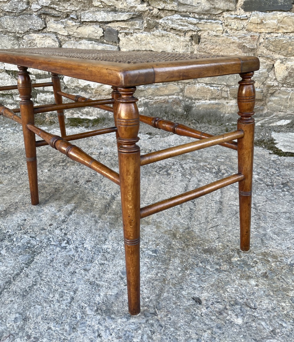 Large Antique Bergere Cane Stool View XVI