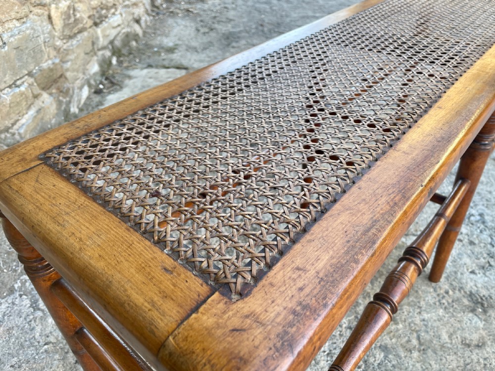 Large Antique Bergere Cane Stool View XIX
