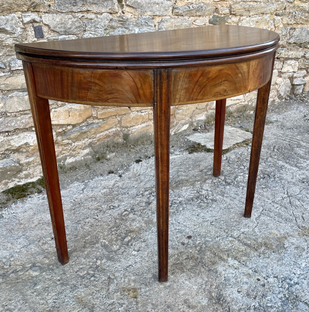 Georgian Mahogany Demi Lune Tea Table View V