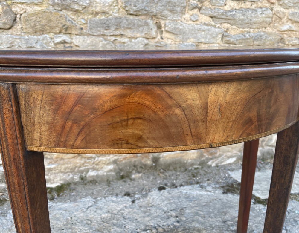 Georgian Mahogany Demi Lune Tea Table View IX