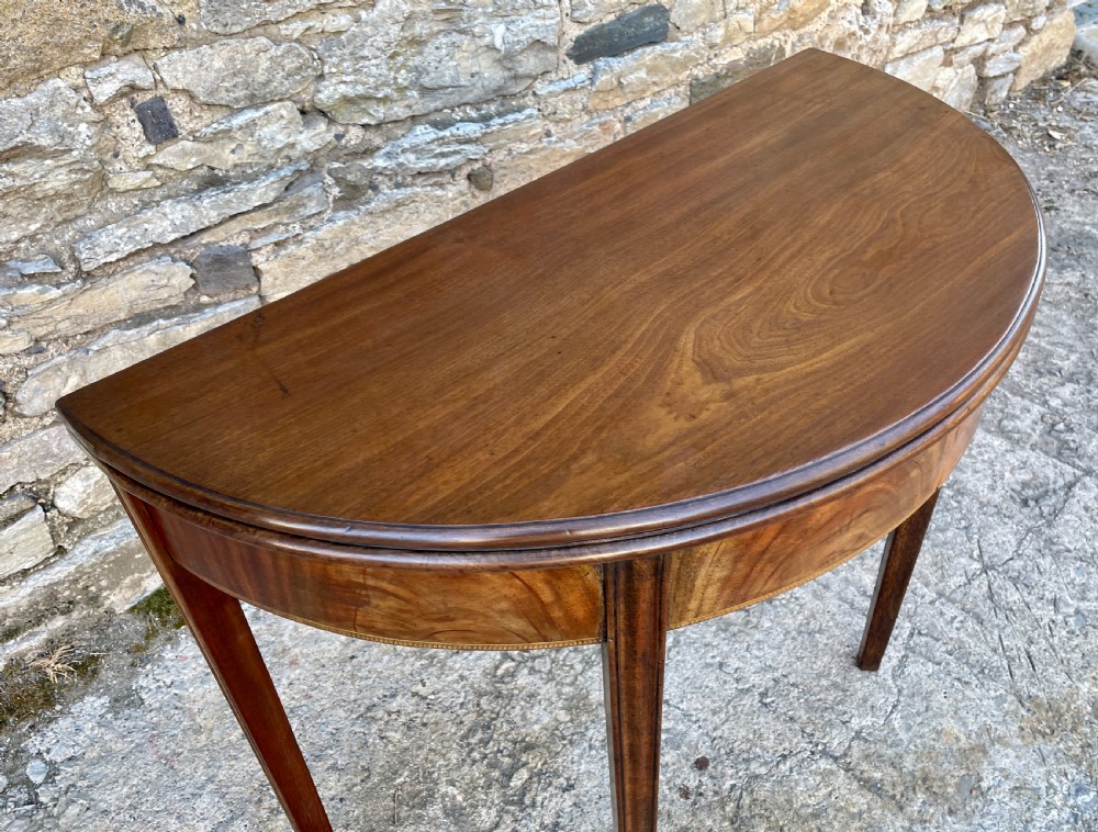 Georgian Mahogany Demi Lune Tea Table View XI