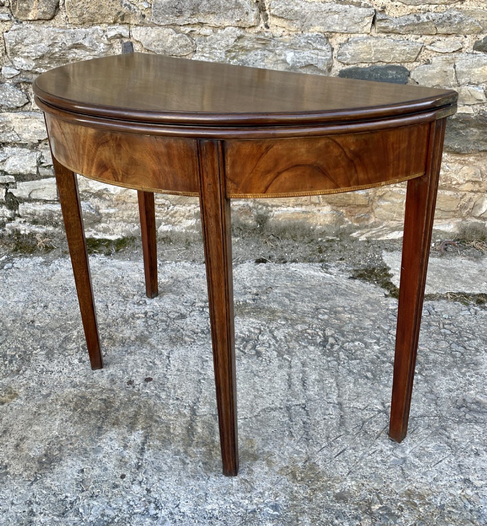 Georgian Mahogany Demi Lune Tea Table View XII