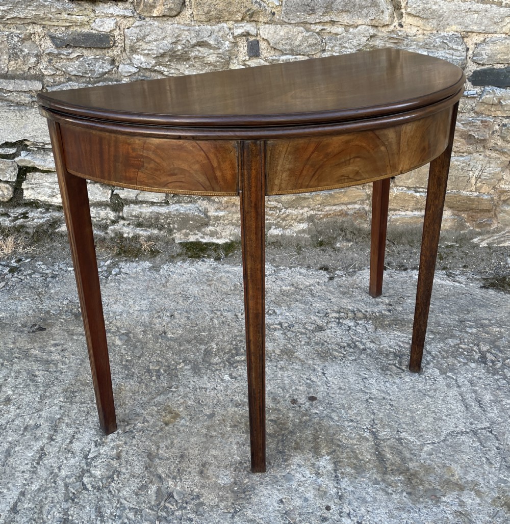 Georgian Mahogany Demi Lune Tea Table View XIII