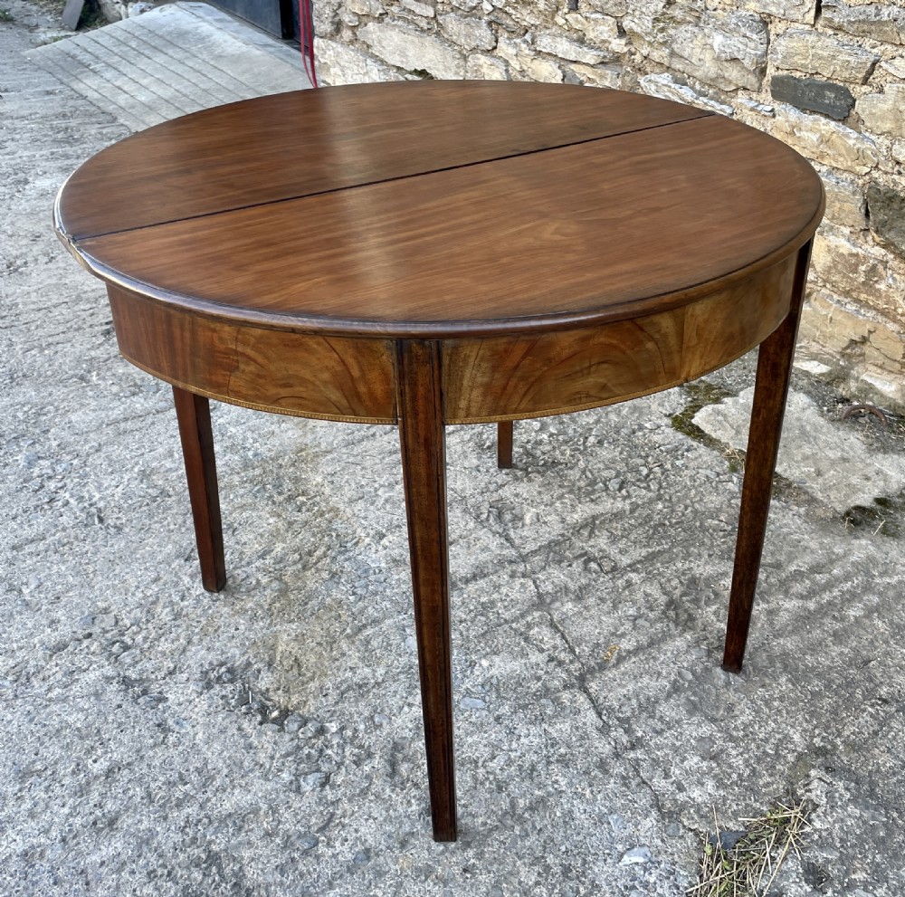 Georgian Mahogany Demi Lune Tea Table View XX