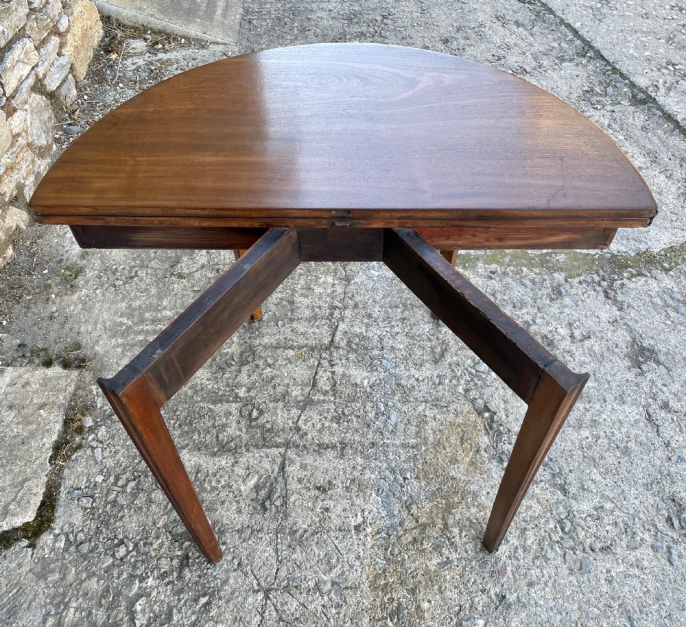 Georgian Mahogany Demi Lune Tea Table View XXV