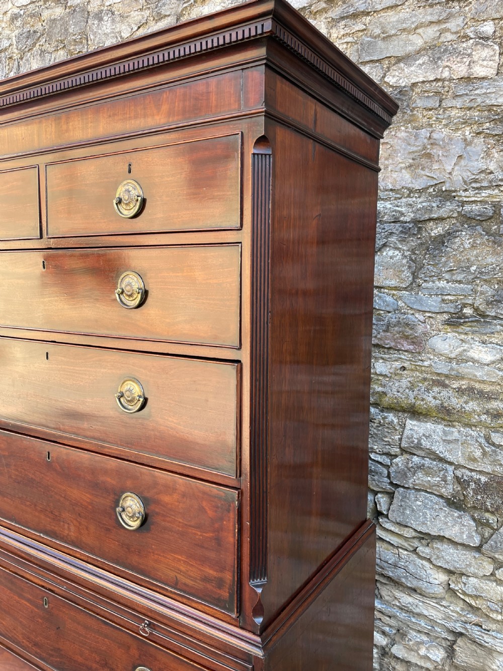 Georgian Mahogany Chest on Chest Tallboy with Brushing Slide View XI