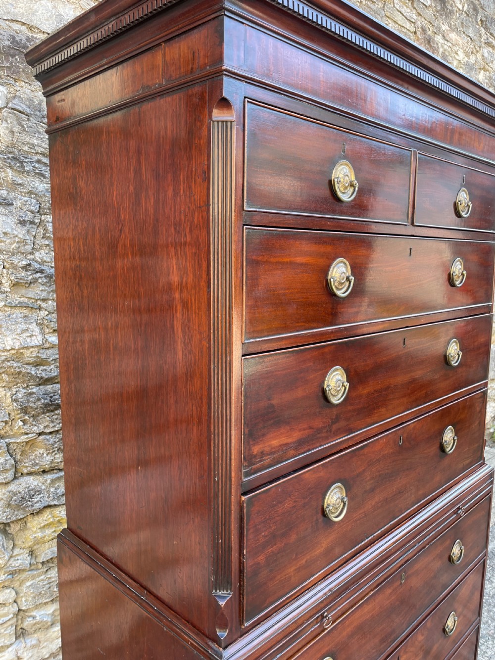 Georgian Mahogany Chest on Chest Tallboy with Brushing Slide View XIII