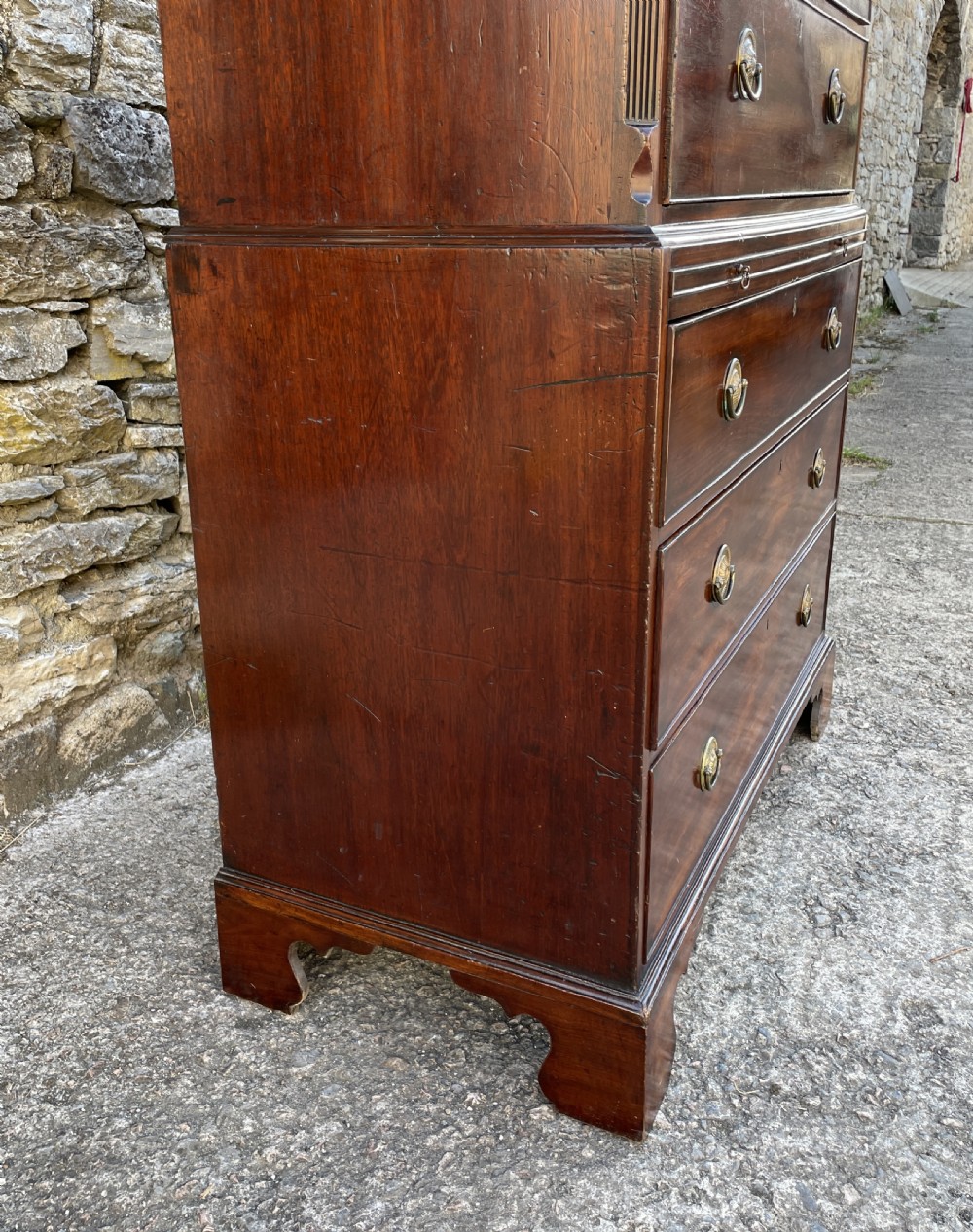 Georgian Mahogany Chest on Chest Tallboy with Brushing Slide View XIV