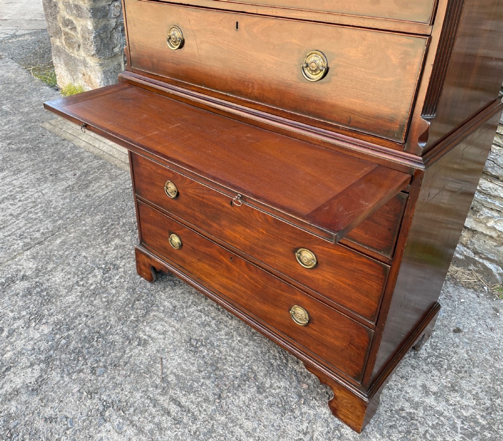Georgian Mahogany Chest on Chest Tallboy with Brushing Slide View XV