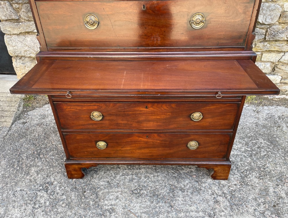 Georgian Mahogany Chest on Chest Tallboy with Brushing Slide View XVI