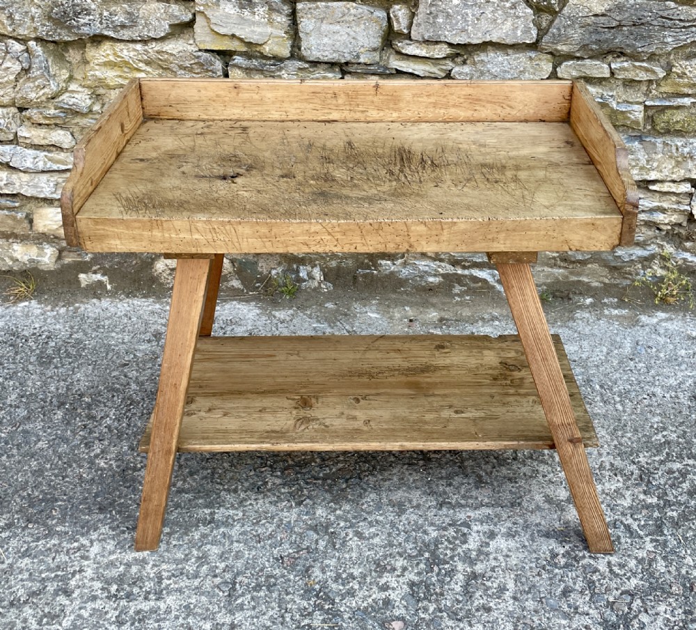 Antique Slab Top Butchers Prep Table