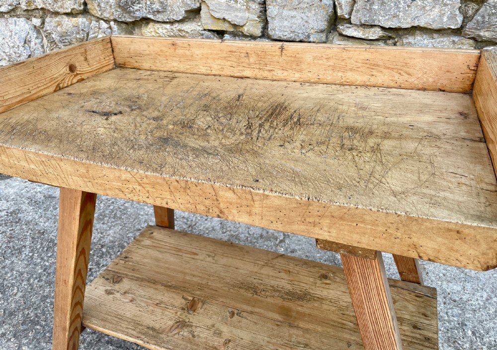Antique Slab Top Butchers Prep Table View VI
