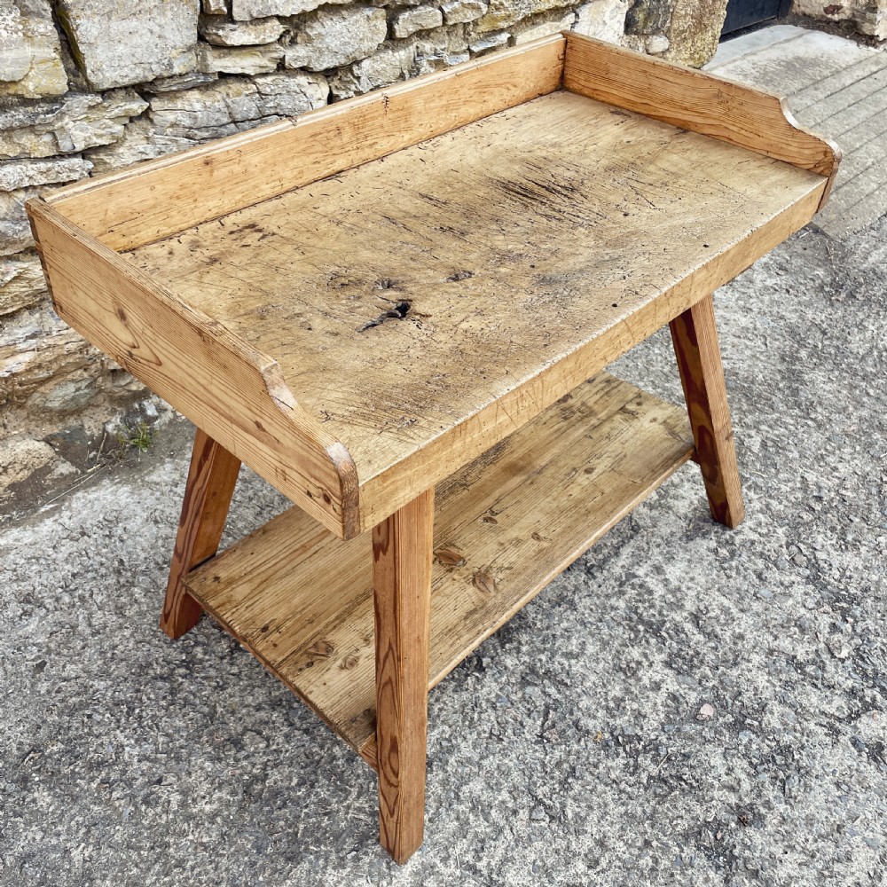 Antique Slab Top Butchers Prep Table View IX
