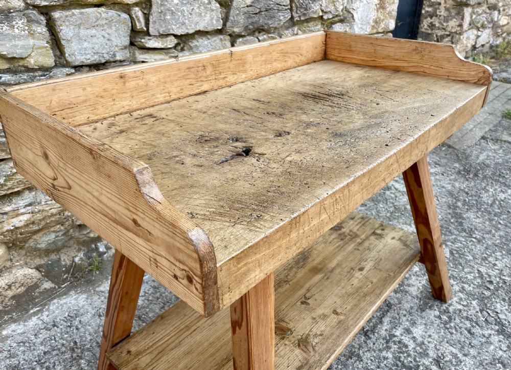 Antique Slab Top Butchers Prep Table View X