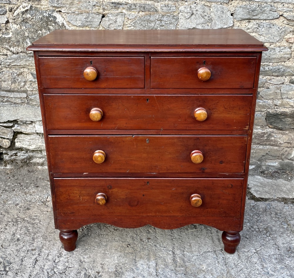 Victorian Pine Chest of Drawers in Original Finish