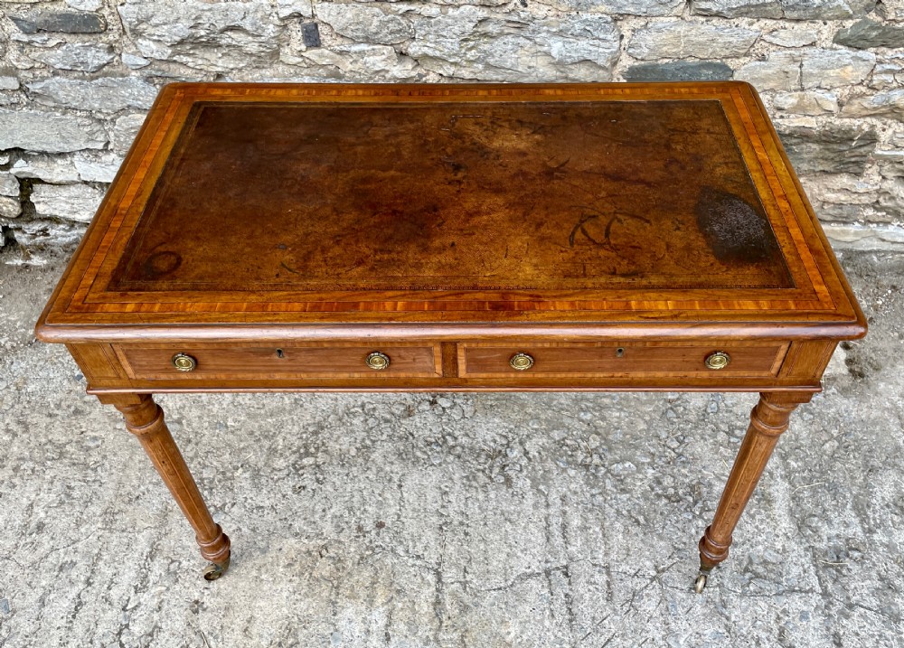 Victorian Satinwood Crossbanded Writing Table View IV