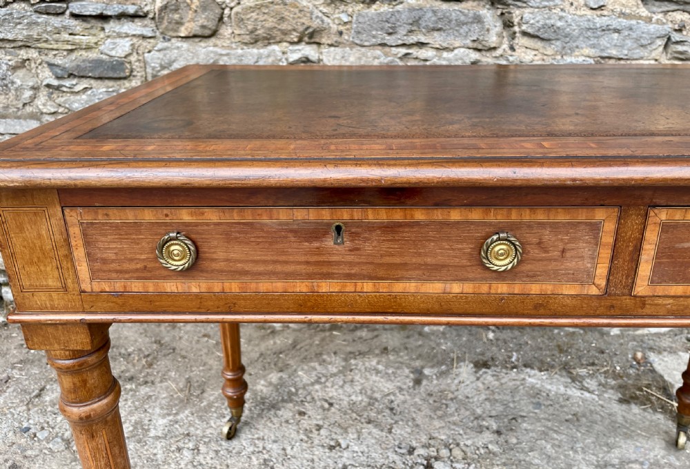 Victorian Satinwood Crossbanded Writing Table View VII