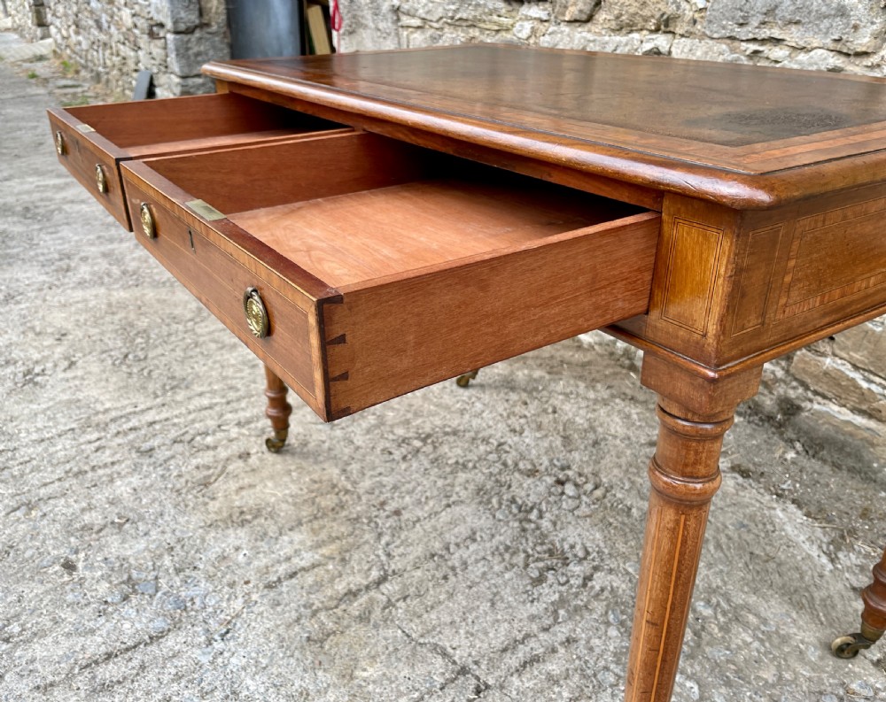 Victorian Satinwood Crossbanded Writing Table View IX