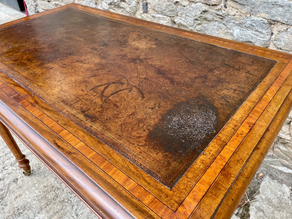 Victorian Satinwood Crossbanded Writing Table View X