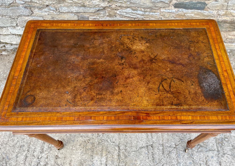 Victorian Satinwood Crossbanded Writing Table View XI