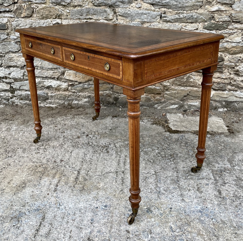 Victorian Satinwood Crossbanded Writing Table View XIII
