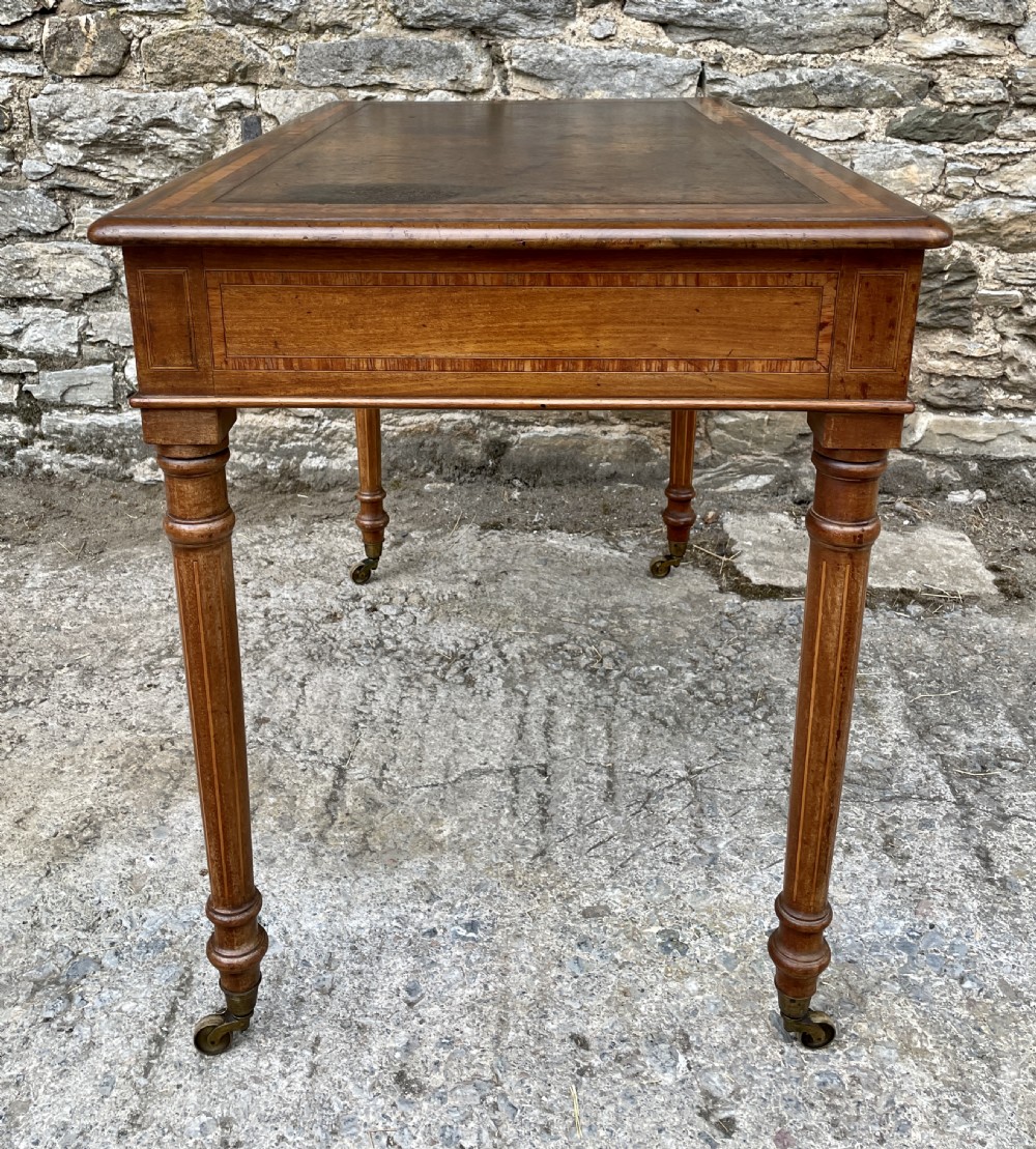Victorian Satinwood Crossbanded Writing Table View XV