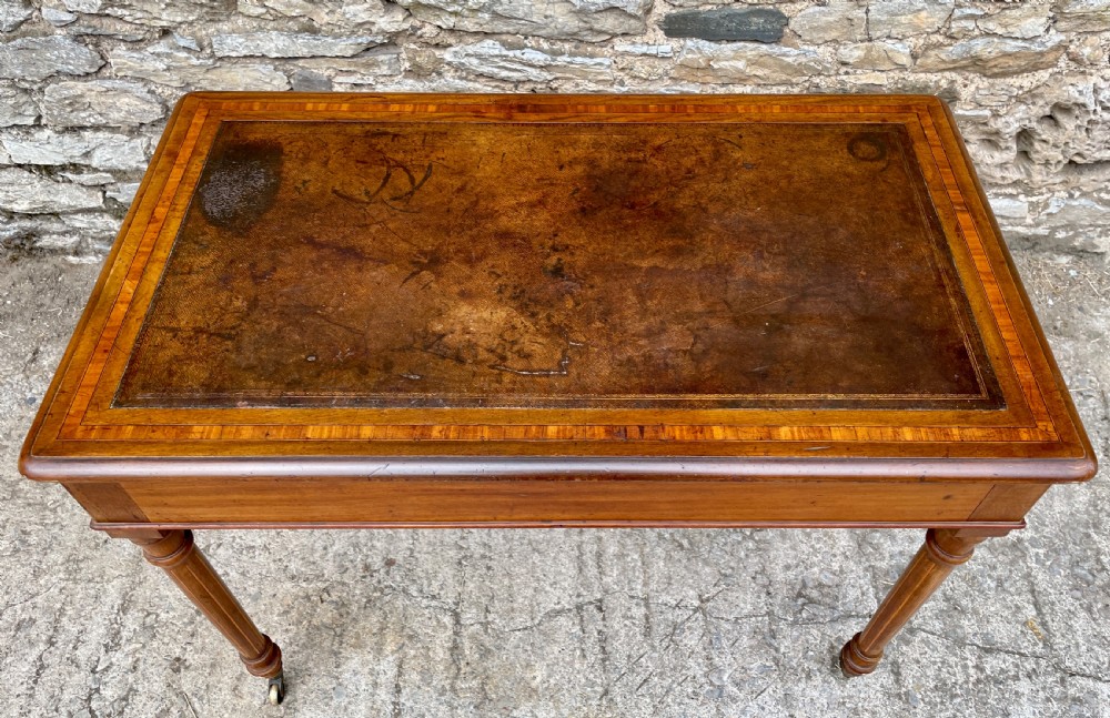 Victorian Satinwood Crossbanded Writing Table View XVIII