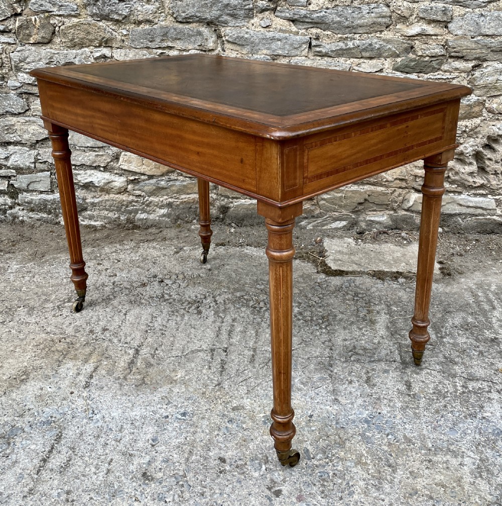 Victorian Satinwood Crossbanded Writing Table View XIX