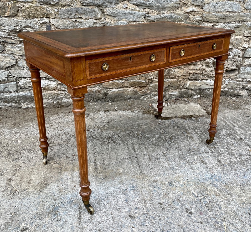 Victorian Satinwood Crossbanded Writing Table View XXII
