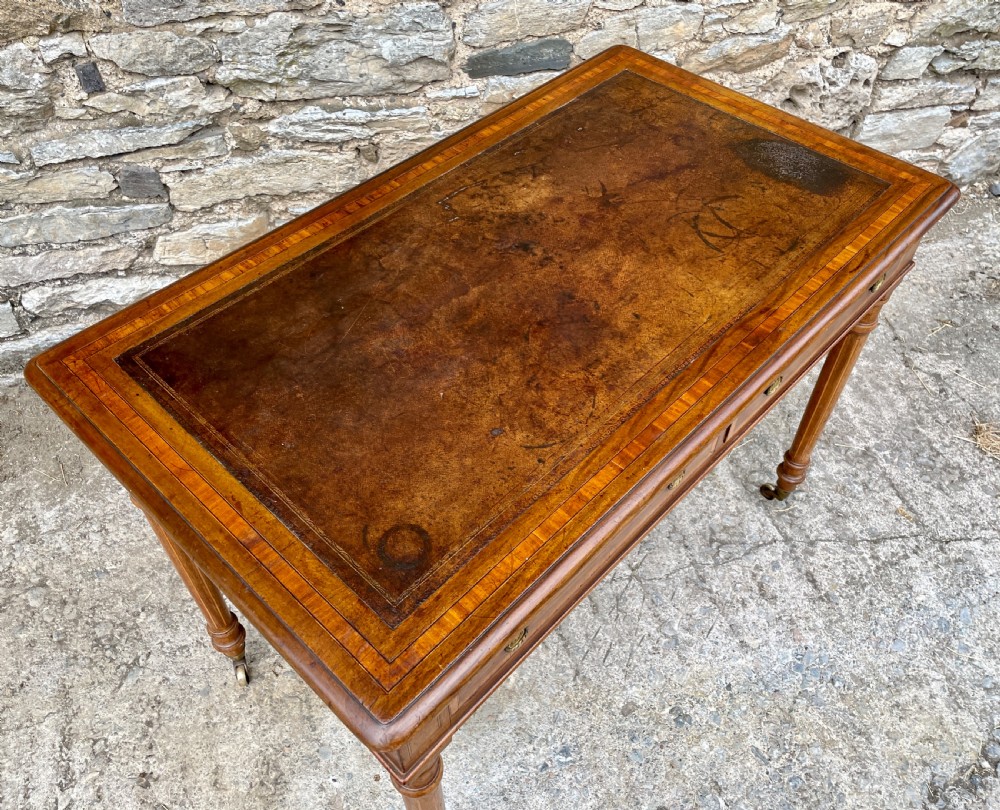 Victorian Satinwood Crossbanded Writing Table View XXIII
