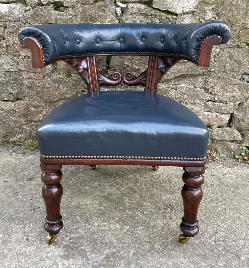 Victorian Mahogany Framed Leather Captains Chair View II