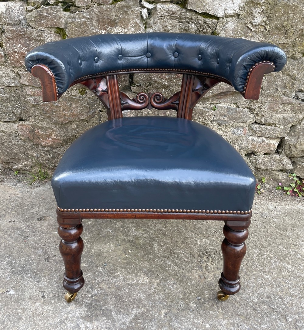 Victorian Mahogany Framed Leather Captains Chair View IV