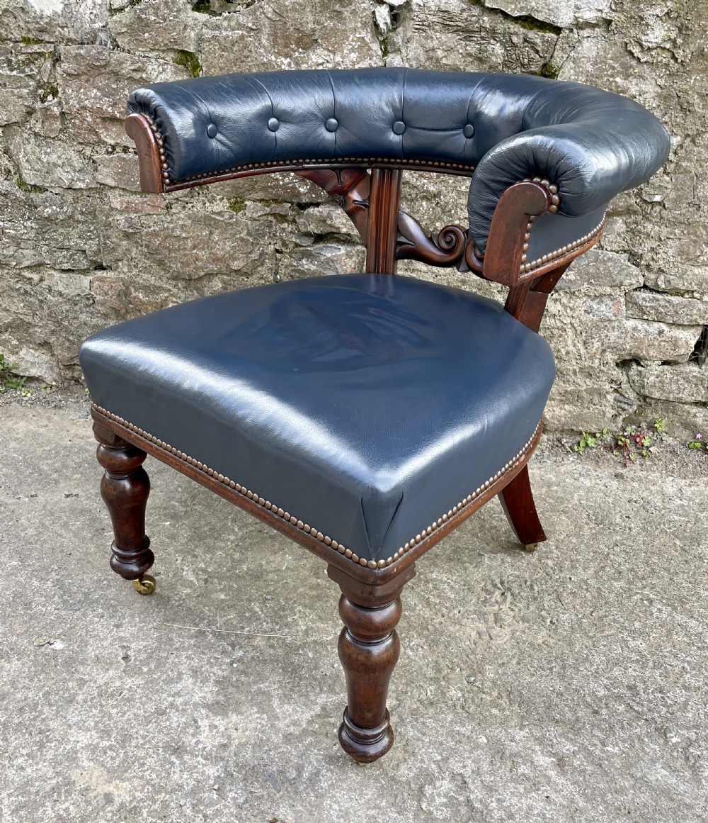 Victorian Mahogany Framed Leather Captains Chair View VI