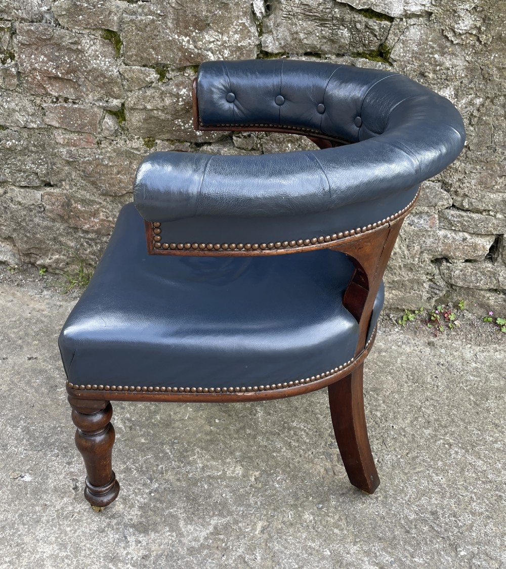 Victorian Mahogany Framed Leather Captains Chair View VII