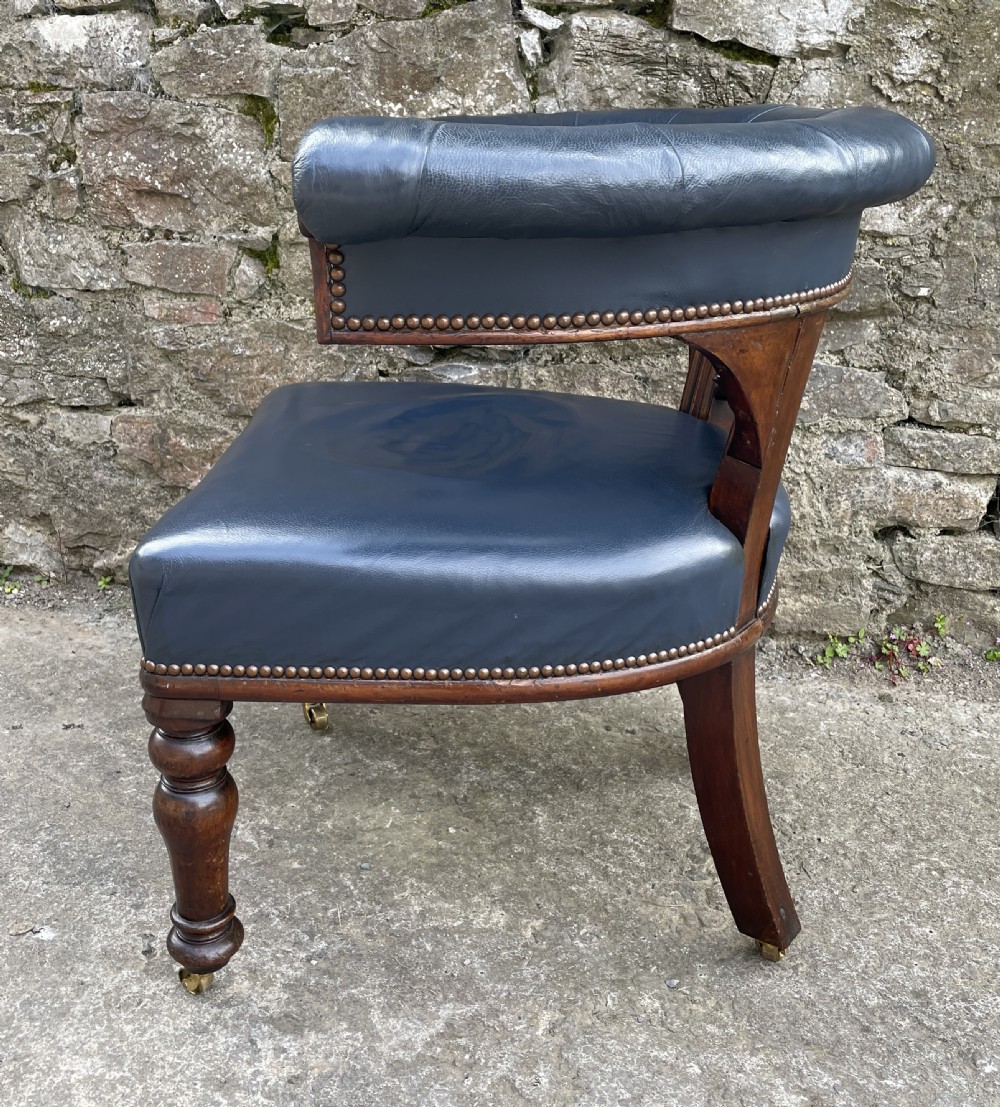 Victorian Mahogany Framed Leather Captains Chair View VIII
