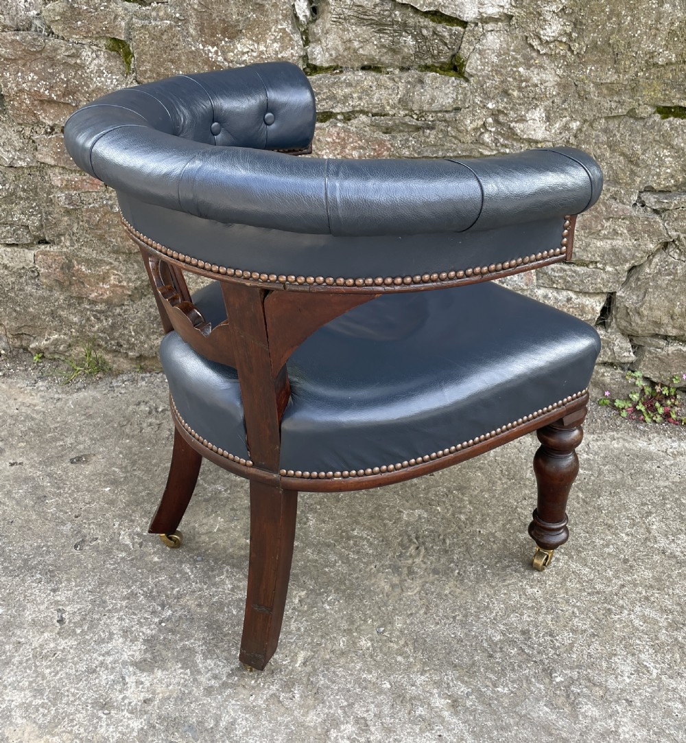 Victorian Mahogany Framed Leather Captains Chair View XII