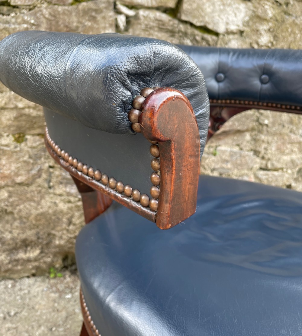 Victorian Mahogany Framed Leather Captains Chair View XVII