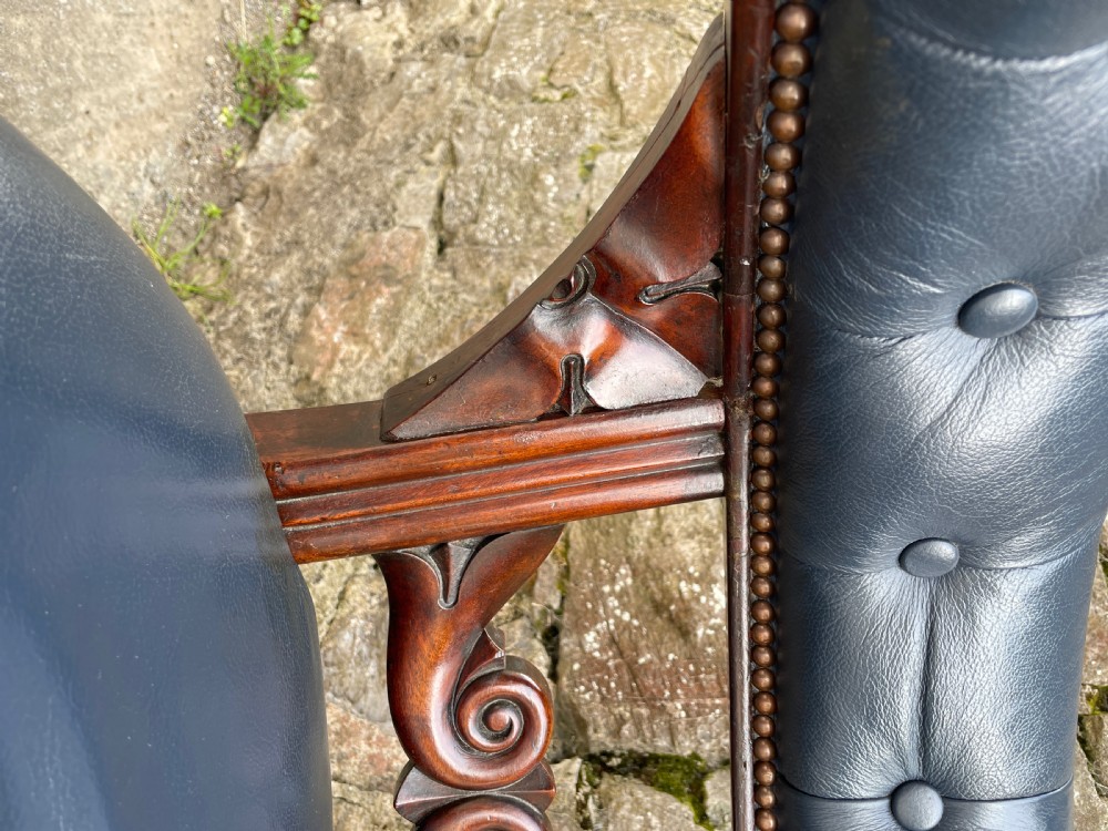 Victorian Mahogany Framed Leather Captains Chair View XVIII
