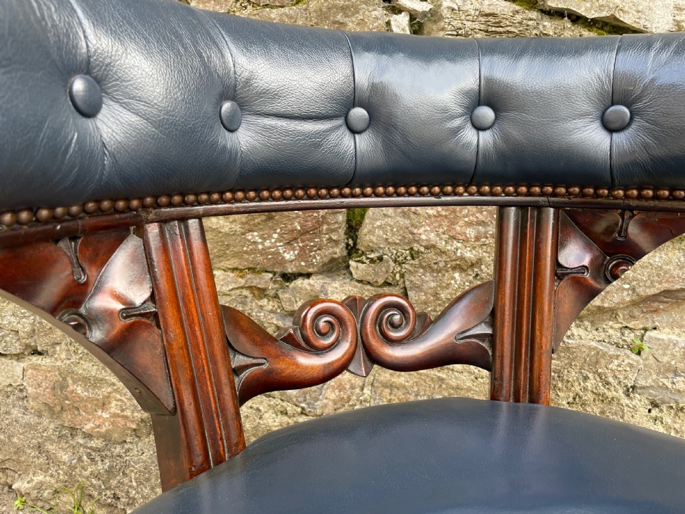 Victorian Mahogany Framed Leather Captains Chair View XX