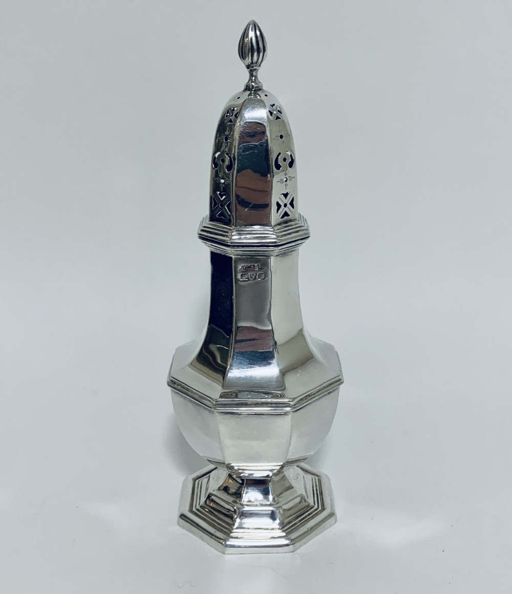 Antique Solid Silver Sugar Shaker Caster 1909 Chester