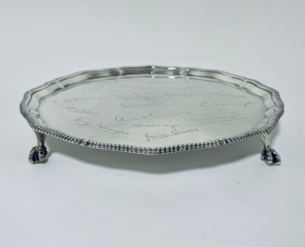 Antique Solid Sterling Silver Salver View II
